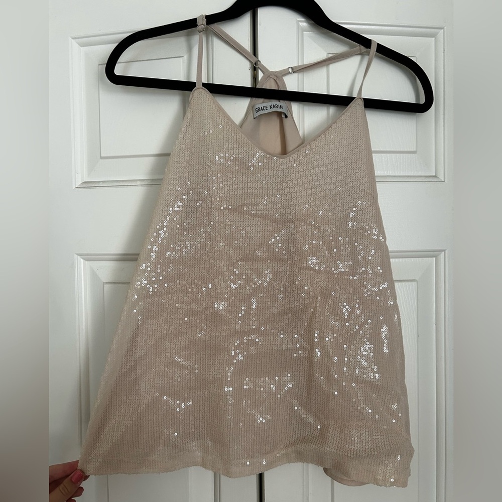 Grace Karin Elegant Beige Top